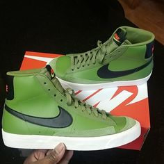 Asparagus/Black-Bright Crimson, Real & Synthetic Leather Upper With Suede Toe, White Rubber Sole **Price Firm** Shoes Nike Blazer, Indoor Cycling Shoes, Nike Blazers, Nike Free Flyknit, Nike Air Max Excee, Nike High Tops, Nike Zoom Pegasus, Nike Blazer Mid 77, Nike Waffle