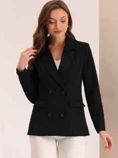 Shop Allegra K for notched lapel double breasted work formal blazer you are looking for, get more women's suits for yourelf. Order now! Free Returns! Womens Oversized Blazer, Tartan Jacket, Formal Shorts, Spring Blazer, Formal Blazer, Work Formal, Women's Suits, Power Suit, Trendy Clothes