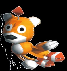 an orange and white animal is flying through the air