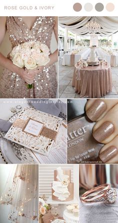 a collage of different wedding colors and details