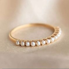 Diamon And Pearl Wedding Ring, Simple Wedding Bands For Her, Pearl Anniversary Rings, Minimalist Pearl Engagement Ring, Cultured Pearl Rings, Pearl Wedding Rings Vintage, Pearl Wedding Ring Engagement, Minimalistic Pearl Ring, Unique Simple Engagement Rings Pearl