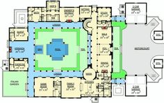 the floor plan for an indoor swimming pool in a house with multiple levels and lots of rooms