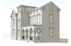 an architectural drawing of a two story house