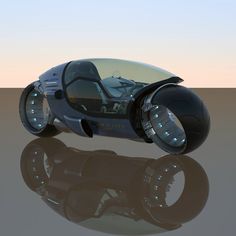 a futuristic vehicle is shown in the middle of an image with its wheels still attached