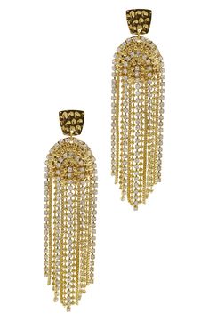 Adornia Fringe & Crystal Cascade Dangle Earrings | Nordstromrack Charitable Giving, Female Empowerment, Sparkling Crystal, Statement Earrings, Dangle Earrings, Gold Plate, Jewelry Earrings, Sparkle, Plating