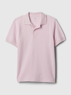 Soft pique knit polo shirt.  Polo collar with button front.  Short sleeves.  Straight, easy fit.  Hits at the hip. Oversized Polo, Knit Polo Shirt, Flat Sketches, Knit Polo, Pique Polo Shirt, Gap Kids, Polo Collar, School Outfits, Sweet 16