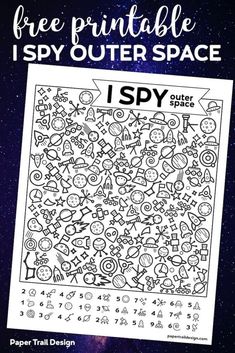 the free printable i spy outer space coloring page for kids to color and share