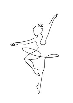 a black and white drawing of a ballerina