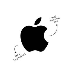 an apple logo is shown in black and white, with the words apple written on it