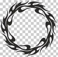 a black and white circle with flames in the center on a transparent background png clipart