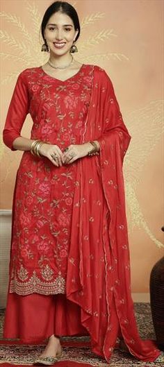 Red and Maroon color Salwar Kameez in Art Silk fabric with Embroidered, Resham, Thread work Silk Bottoms, Maroon Color, Matching Accessories, Thread Work, Embroidered Silk, Salwar Kameez, Embroidered Dress, Dress Materials, Silk Fabric