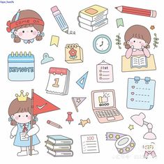 an image of children's school related items