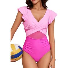 *2024 Flattering One Piece Ruffle Swimsuit: The Full Coverage Swimsuit For Women Features Ruffle Sleeves, V Neckline, Ruched Details, U-Back And Criss-Cross, And Soft Removable Pads, Adding Amorous Feelings To The Swimsuit, Making It Very Chic, Cute, And Flattering. *Tummy Control Swimsuits For Women: Ruched Waist Design And Elastic Fabric, Offer Great Tummy Control And Slimming Silhouette; Ruffle Sleeve Makes Arms Look More Slender. Perfect Slimming Your Figure While Very Chic, Stand Out In The Coverage Swimsuit, Ruffle Bathing Suit, Full Coverage Swimsuit, Romper Swimsuit, Retro Swimwear, Swimsuit For Women, Swimsuits For Women, Ruffle Swimsuit, Long Torso