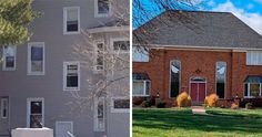 two different houses side by side in the same photo