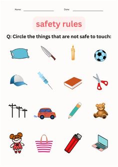 the safety rules for children to use in their school's classroom, including toys and books