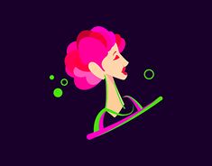 a woman with pink hair and green bubbles