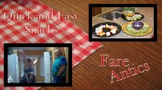 two pictures with the words quick and easy snacks, fare anitos on them