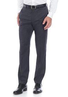 Designed with plenty of stretch, these classic fit suit separate pants by Tommy Hilfiger deliver a tailored update to your wardrobe. Tailored Pinstripe Tapered Leg Pants, Tailored Pinstripe Straight Leg Dress Pants, Tailored Pinstripe Dress Pants With Tapered Leg, Pinstripe Dress Pants With Welt Pockets For Work, Pinstripe Tapered Leg Business Casual Pants, Pinstripe Tapered Leg Business Bottoms, Pinstripe Tapered Leg Pants For Formal Occasions, Tailored Pinstripe Straight Dress Pants, Pinstripe Tapered Leg Business Casual Bottoms