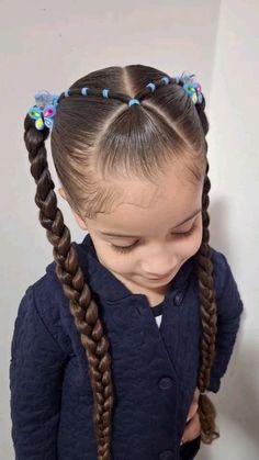 Girlie Hairstyle, Penteados Fáceis Infantil, Girl Hairdos, Girl Hair Dos, School Hair, Peinados Fáciles Para Cabello Corto