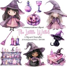 the little witch clipart bundle is available for commercial use in this pack, it's perfect for personal and commercial use