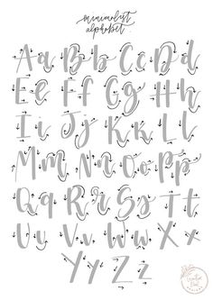 the alphabet and numbers are handwritten in cursive writing, including capital letters