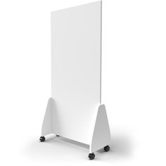 an easel with wheels and a white board on it's back end, against a white background