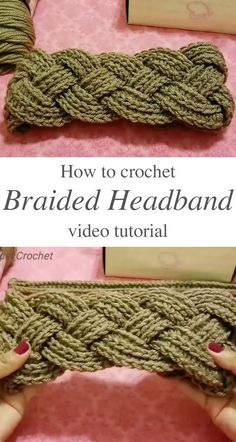 two pictures show how to crochet braided headbands with video instructions