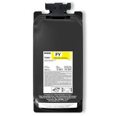 epson fy yellow ink in a black bag on a white background with clipping