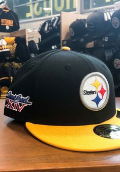 New Era Pittsburgh Steelers Mens Black Super Bowl XIV Side Patch 59FIFTY Fitted Hat - 59004822 Team-colored Embroidered Logo Fitted Hat, Sporty Hats With Logo Patch For Fans, Sporty Fitted Hat With Team Logo For Fans, Sporty Fitted Hat With Embroidered Logo For Fans, Super Bowl Sides, Go Steelers, Pitt Panthers, New Era Logo, Pittsburgh Pirates