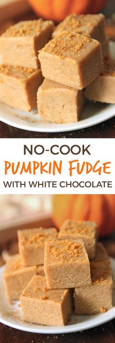 no - cook pumpkin fudge with white chocolate is the perfect treat for fall and halloween