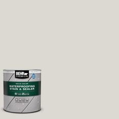 a white paint with the words behrc waterproofing stain and sealer