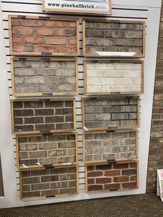 the display case is made out of wood and bricks