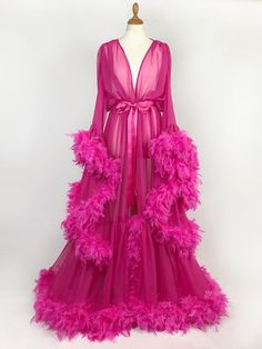 Walking The Dogs, Feather Trim, The Dogs, Dressing Gown, Adult Costumes, In Hot, One Size Fits All, Gowns Dresses, Feathers