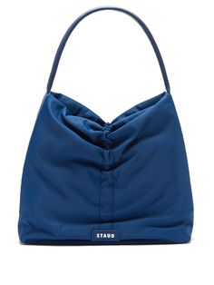 Blue Felix medium drawstring technical tote bag | Staud | MATCHESFASHION US Blanket Bag, Bag Shapes, Accessories Bag, Accessories Bags Shoes, Bag Shoes, Fabric Bags, Fabric Bag