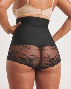 Our pretty high-waist control brief with lace detail keeps your tummy in its place with tummy and waist targeted control and is ideal for date night and dressy occasions. Medium Control for all-over shaping, perfect for under skirts and dresses. Lace at the front, sides, and rear has a lingerie feel, with full lace in the back. Stay Put, No Pinch waistband, helps keep the shaping brief in place, plus helps prevent rolling and digging. A center back seam helps provide shaping. Cool Comfort fabric releases moisture off your skin to help you stay cool and dry. Pro Tip - Select shapewear in your true size, don't size down, go up a control level for more compression. Skirts And Dresses, Pro Tip, Dresses Lace, Jd Williams, And Dresses, Shapewear, Lace Detail, Briefs, Date Night