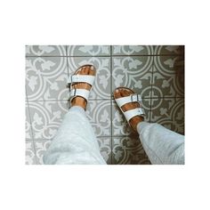 —@jen_meagher - Matchy matchy ☁️ (me & my tiles) White Casual Slides With Single Toe Strap, Casual Flat Sport Sandals With Leather Footbed, Casual Leather Footbed Flat Sport Sandals, Classic White Sandals For Vacation, Classic White Sandals With Leather Footbed, Modern Flat Footbed Sandals With Cushioned Footbed, Classic Synthetic Double Strap Sandals, Classic White Footbed Sandals For Spring, White Casual Footbed Sandals With Single Toe Strap