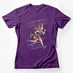 Colorful Fun Run Queen Graphic T-Shirt, Vibrant Running Event Tee, Women's Casual Sportswear, Athletic Shirt Female T-Shirt Custom graphic T-Shirt.Customize your color Sporty Purple Workout T-shirt, Purple Sporty Workout T-shirt, Purple Moisture-wicking T-shirt For Sports, Purple Sublimation Print T-shirt For Sports, Sporty Purple Running Tops, Purple Crew Neck T-shirt For Workout, Sporty Purple Tops With Graphic Print, Sporty Purple T-shirt With Graphic Print, Moisture-wicking Purple Tops For Running