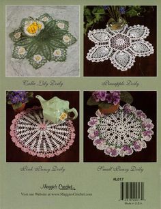 Vintage Doilies Crochet Pattern Leaflet - Maggie's Crochet Pineapple Doily, Doilies Crochet, Vintage Doilies, Free Crochet Doily Patterns, Crochet Doily Patterns, Table Cloths, Pretty Designs, Crochet Items, Crochet Books