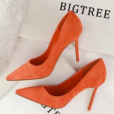 Eco Suede Stiletto High Heels   Women Pumps Size Foot Length ( cm )2222.52323.52424.52525.52626.52727.528EU/CN Size34353637383940414243444546US Size44.5567899.51010.51111.512 Note 1:Size tag of the shoes show Chinese size,which are not the European size.but they are exactly the same length as the European size which you ordered.Note 2:Colors on your computer monitor may differ slightly from actual product colors,It depend on your monitor settings. Orange High Heels, Suede Shoes Women, Party High Heels, High Heel Stiefel, Office Shoes Women, Basic Heels, Suede High Heels, Super High Heels, Pointed Heels