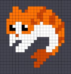 an orange and white pixellated animal head