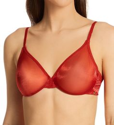 This underwire bra features sheer stretch cups with a hint of shine. Diamond patterning along the top edges provides a luxurious touch. Made of polyester, polyamide and elastane. Unlined (unpadded), see-through underwire cups provide shape and support. Stretchy molded cups provide a custom fit for each breast and are a great solution if you're not quite even. Inner side support slings on DD-G cups only. Elasticized top cup edge for a more custom fit. Bandless front is less bulky for petites and Sheer Mesh Fitted Bra, Sheer Full Coverage Stretch Bra, Fitted Full Cup Mesh Bra, Elegant Stretch Nylon Bra, Sheer Mesh Underwire Bra, Sheer Fitted Underwire Bra, Sheer Full Coverage Fitted Bra, Elegant Full Coverage Nylon Bra, Fitted Sheer Underwire Bra