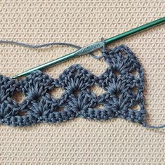 the crochet stitch is being worked on