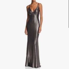 Aidan Mattox Gunmetal Mermaid Evening Gown - New Women | Color: Grey | Size: 2 New Originally $245 Aidan By Aidan Mattox Women's Long Sleeveless V-Neck Maxi Dress Condition - New With Tags Suggested Retail Price - $245 Brand - Aidan By Aidan Mattox Size Type - Regular Dress Length - Long Sleeve Length - Sleeveless Neckline - V-Neck Zipper Closure Evening Dress Black, Aidan Mattox Dress, Evening Dress Collection, Mermaid Evening Dress, Strap Bra, Mermaid Evening Gown, Metallic Knit, Aidan Mattox, Deco Wedding