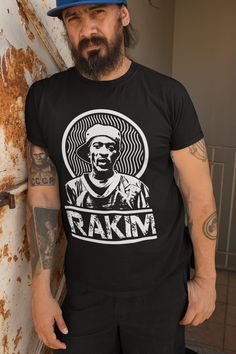 Rakim Old School Hip Hop T-shirt Tee 90s Rap Shirt Rapper Clothing, Old School Hip Hop, Rapper Shirts, Unique Streetwear, Rap Shirt, 90s Rap, Rapper Outfits, Def Jam, Hip Hop Outfits