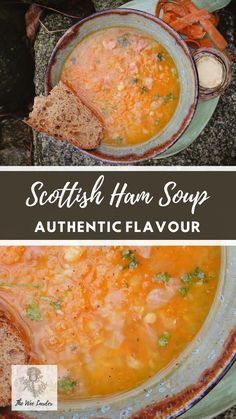 scottish ham soup with carrots and parsley in a bowl