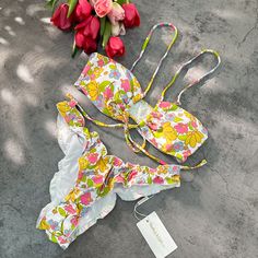 Material: This bikini set is made of 82% Polyester, 18% Spandex.Fabric is very stretch, soft and comfortable. Size: S, M, L *We recommend taking measurements before ordering. Different brands use different size charts, if you want our items to fit perfectly, please check the size chart below. Thank you. Occasion: Perfect for vacations, swimming, SPA, surfing, bathing, pool, beachwear, etc. Notice: Hand wash with mild detergent recommended, do not use bleach, do not iron. Please refer to detailed Swimming Spa, Taking Measurements, La Girl, Size Charts, Spandex Fabric, Spaghetti Strap, Surfing, Bleach, Floral Print