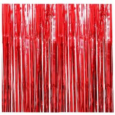 red tinsel foil curtain with white background