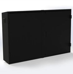 an empty black cabinet on a white background