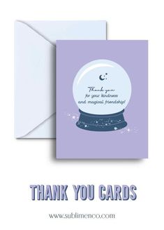 a snow globe with the words thank you cards