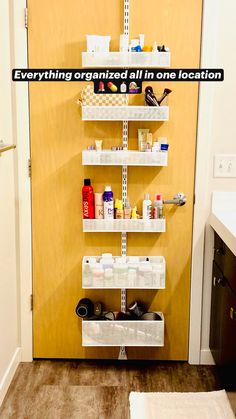 an organized pantry is shown with the words everything organized all in one location